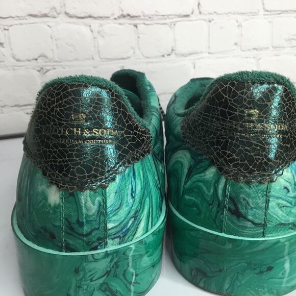 Scotch & Soda Low Top Lace Up Sneakers Men Size 11.5 Green Marble